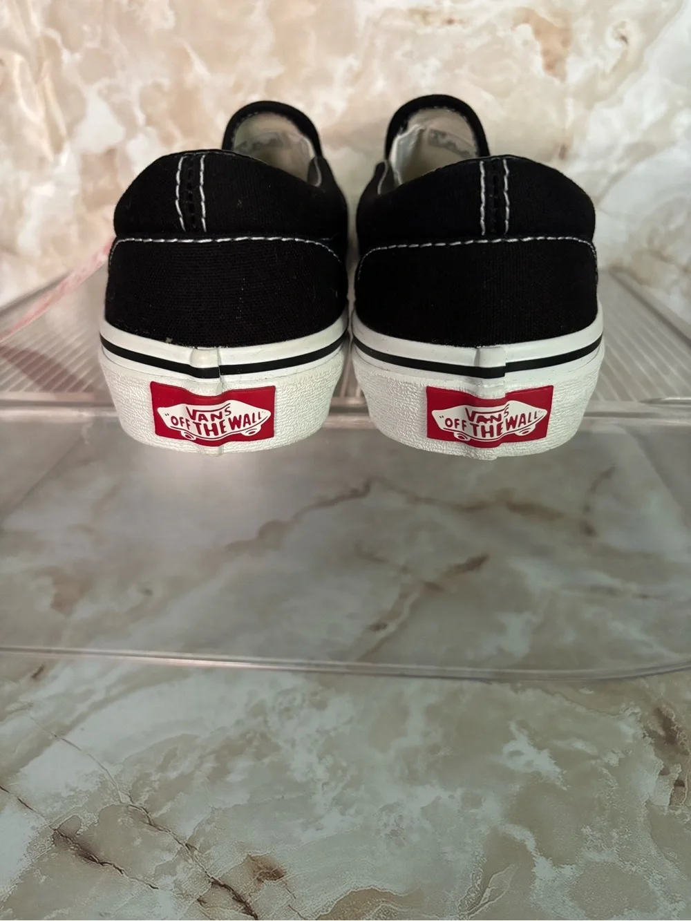 Vans Black and White Slip-On Canvas Sneakers